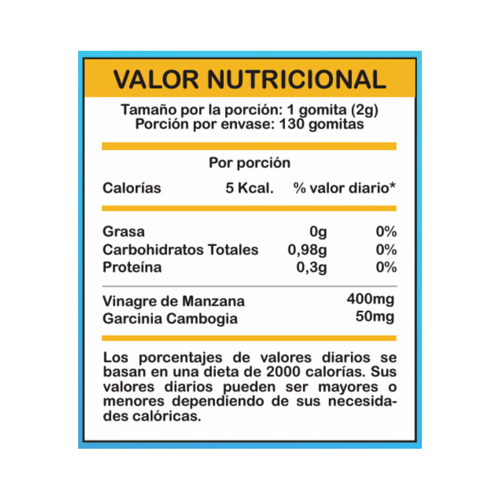 Gomitas Vinagre de Manzana 2 valor nutricional gomitas vinagre de manzana