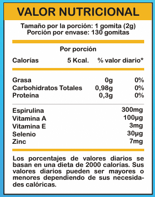 Gomitas Espirulina Selenio 2 valor nutricional gomitas espirulina selenio