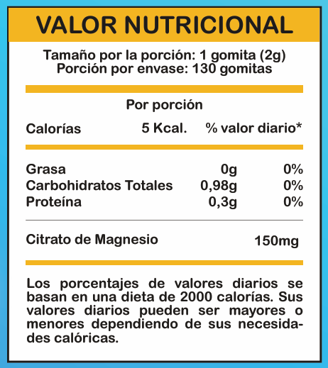 Gomitas Citrato de Magnesio 2 valor nutricional gomitas citrato de magnesio