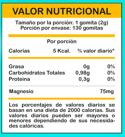 Gomitas Citrato de Magnesio Niños 2 valor nutricional gomitas citrato de magnesio niños