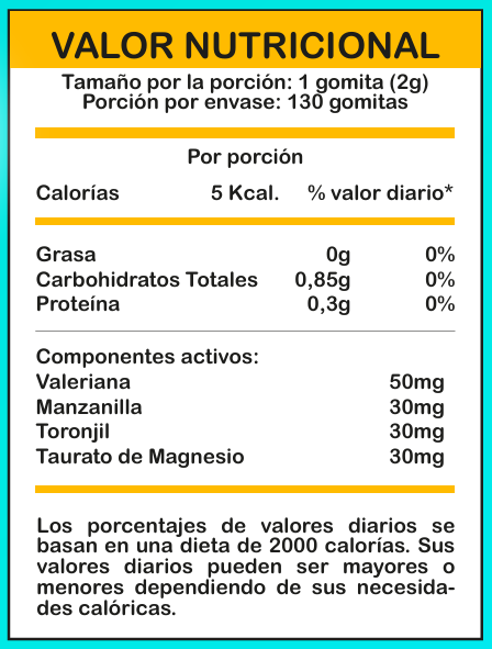 Gomitas Buenas Noches Niños 2 valor nutricional gomitas buenas noches niños