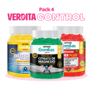pack verdita control gomitas dulces sueños, citrato de magnesio y lipogom