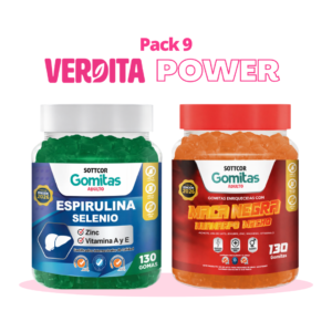 pack verdita power gomitas espirulina selenio y maca negra